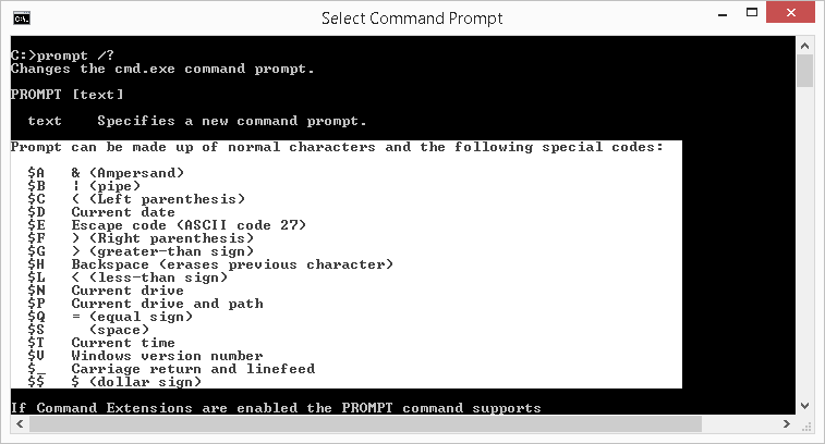 copy text from dos command window