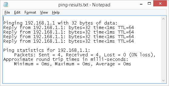 ping redirected output